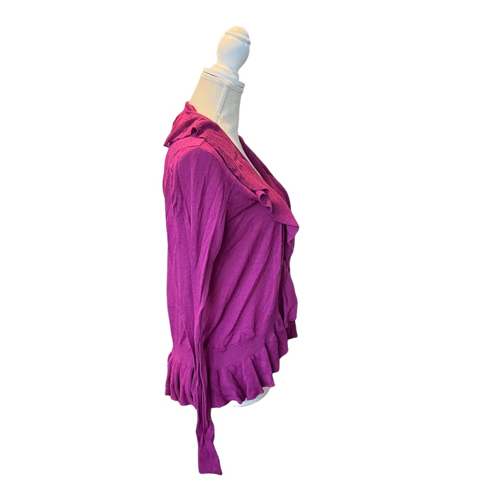 Byron Lars Violet Ruffle Open Cardigan - Picture 3 of 11